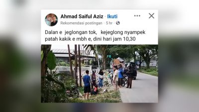 Jalan Rusak Memakan Korban! Seorang Lansia Alami Patah Kaki Akibat Terperosok Lubang di Barat Lampu Merah Karangjati 3 TUTURPEDIA - Jalan Rusak Memakan Korban! Seorang Lansia Alami Patah Kaki Akibat Terperosok Lubang di Barat Lampu Merah Karangjati