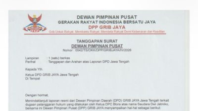 Resmi! DPP GRIB Jaya Nonaktifkan Ketua DPC Blora, Sementara DPD Jateng Bekukan Seluruh Kepengurusan 3 TUTURPEDIA - Resmi! DPP GRIB Jaya Nonaktifkan Ketua DPC Blora, Sementara DPD Jateng Bekukan Seluruh Kepengurusan