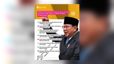Deretan Pernyataan Prabowo yang Menyita Perhatian pada Pidato di DPR: Dari Sentil “Coklat-Hijau”, Salah Sebut Naikkan Gaji Guru, hingga Cari Aset Koruptor ke Bunker 3 TUTURPEDIA - Deretan Pernyataan Prabowo yang Menyita Perhatian pada Pidato di DPR: Dari Sentil “Coklat-Hijau”, Salah Sebut Naikkan Gaji Guru, hingga Cari Aset Koruptor ke Bunker