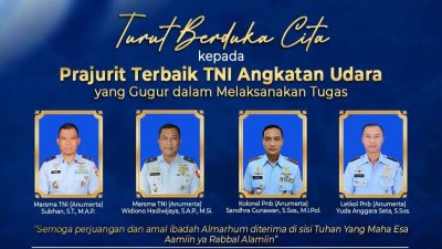 4 Prajurit TNI AU telah gugur dalam misi profisiensi di Pesawat Super Tucano. Foto: Instagram.com/militer.udara