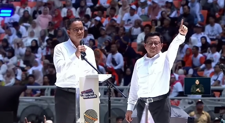 Timnas AMIN optimis Pilpres 2024 berlangsung dua putaran. Foto: Tangkapan layar YouTube Anies Baswedan