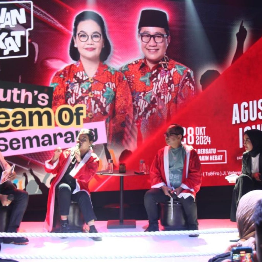 Calon Wali Kota dan Wakil Wali Kota Semarang, Agustina Wilujeng dan Iswar Aminuddin (Agustin-Iswar) hadir di acara Youth's Dream of Semarang. Foto: Dok. Jaguar