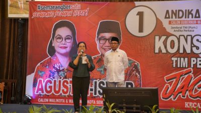 Paslon Wali Kota dan Wakil Wali Kota Semarang, Agustina Wilujeng - Iswar Aminuddin menghadiri rapat konsolidasi tim pemenangan Jaguar Kecamatan Genuk. Foto: Dok. Jaguar