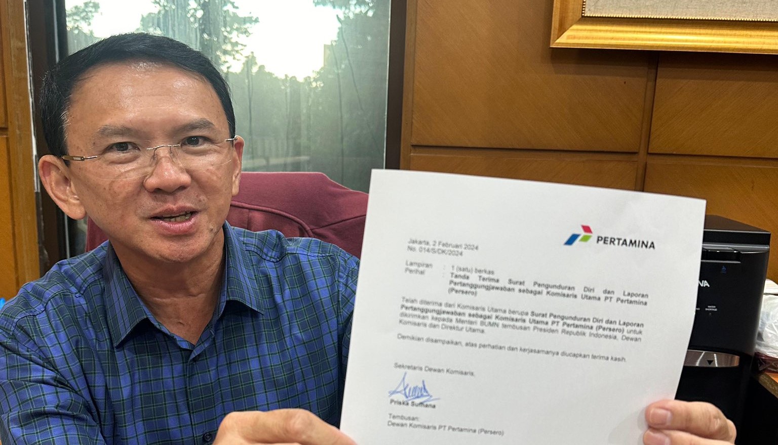 Ganjar beri respons ke Ahok yang mundur dari Pertamina untuk mendukungnya. Foto: x.com/basuki_btp