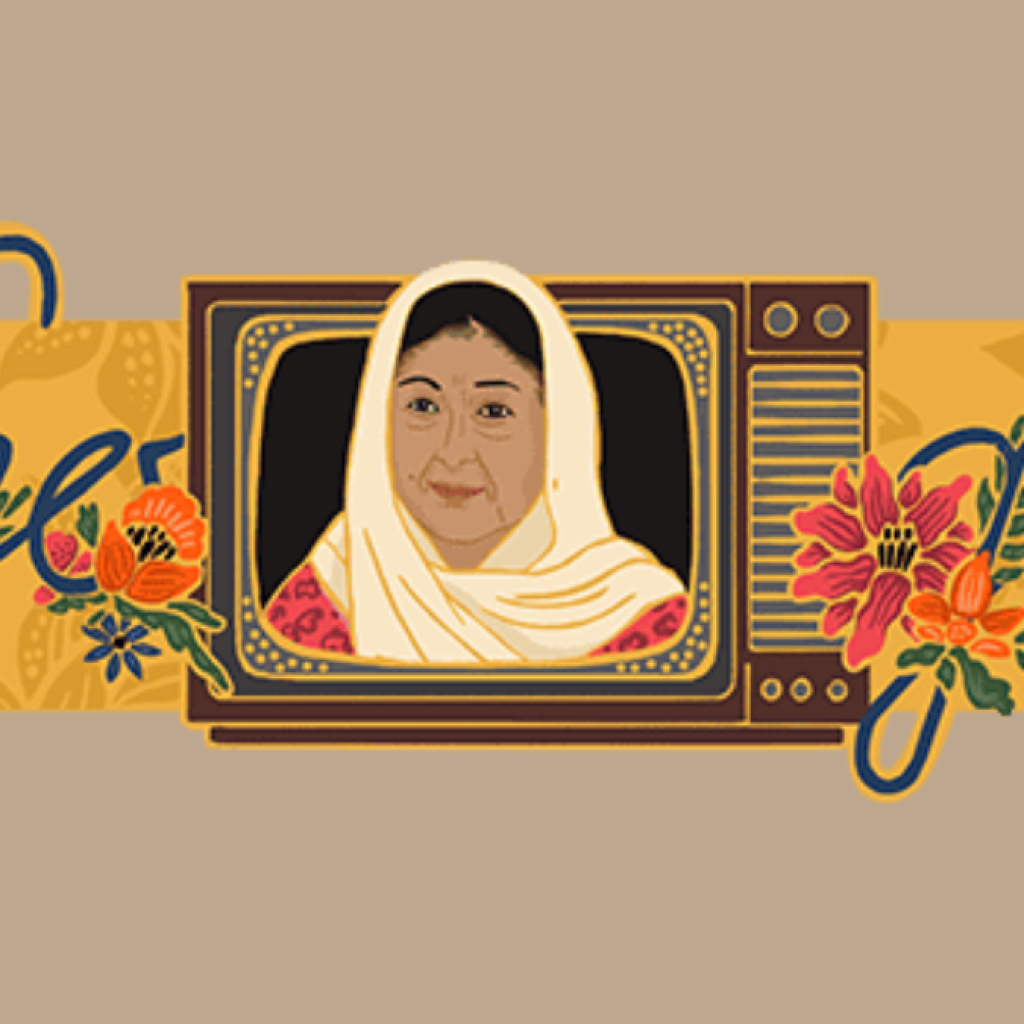 Wajah Seniman Aminah Cendrakasih mengiasi halaman Google Doodle. Foto: Google Doodle