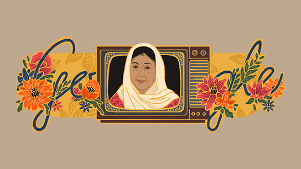 Wajah Seniman Aminah Cendrakasih mengiasi halaman Google Doodle. Foto: Google Doodle