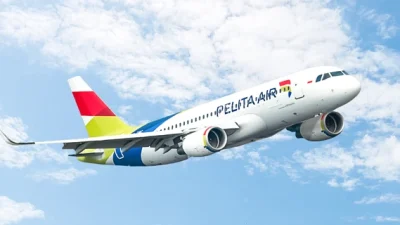 Pesawat komersil Pelita Air menerima ancaman bom dari seorang penumpangnya. FOTO: Dok. Pelita Air