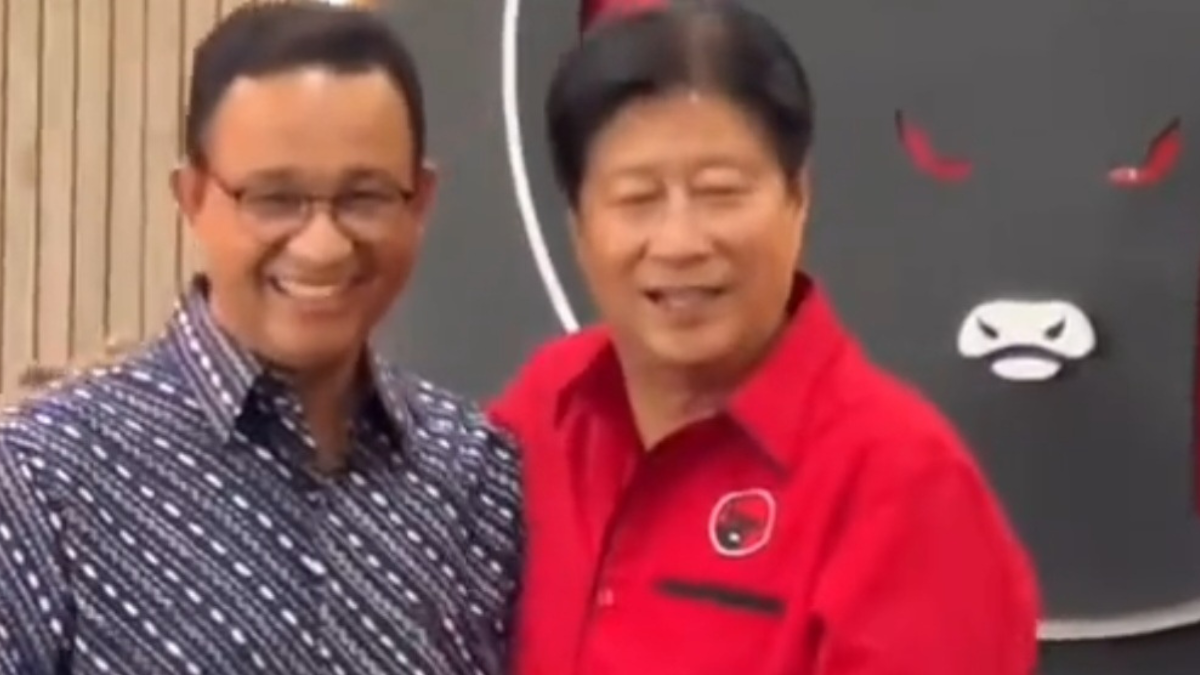 Anies Baswedan kunjungi DPD PDIP Jakarta. Foto: tiktok.com/@wargakota.id