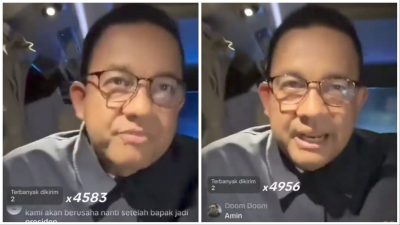 Momen saat Capres nomor urut 1 Anies Baswedan melakukan live TikTok. FOTO: Tuturpedia.com