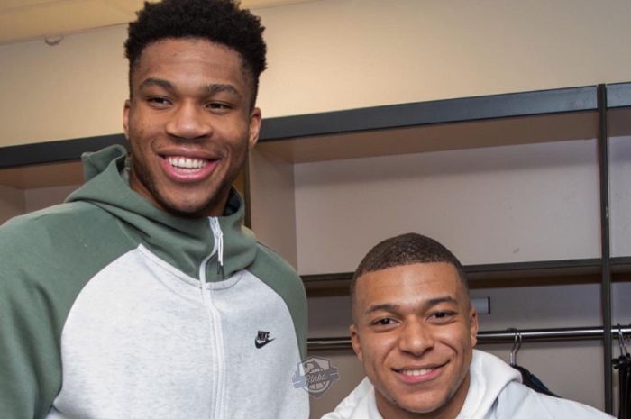 Antetokounmpo dan Mbappe. Foto: Twitter @RTNBA.