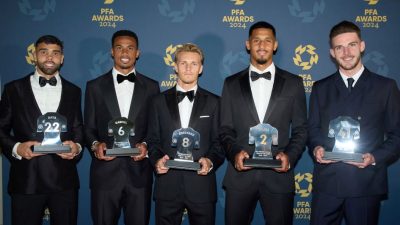 Arsenal mendominasi formasi Tim Terbaik Liga Inggris versi PFA. Foto: x.com/PFA