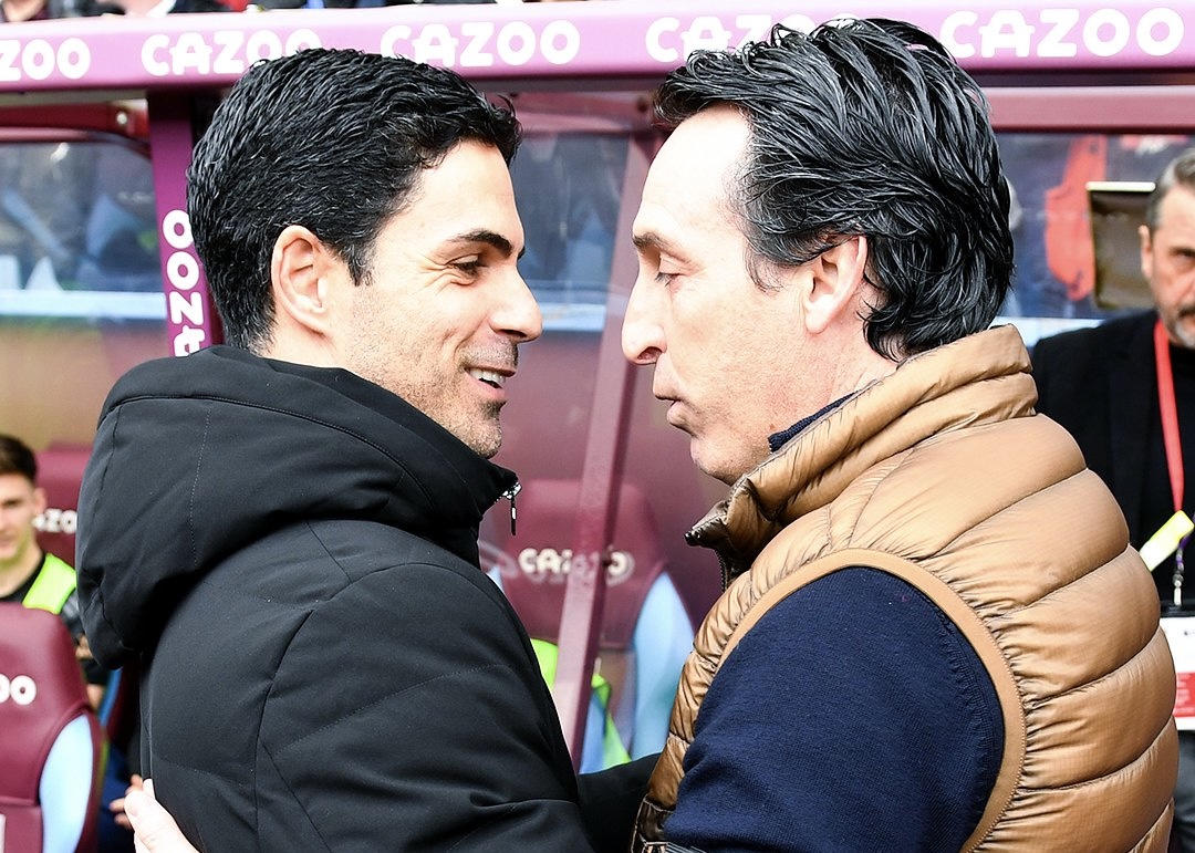 Mikel Arteta ungkap kekagumannya pada pelatih Aston Villa, Unai Emery. Foto: x.com/premierleague