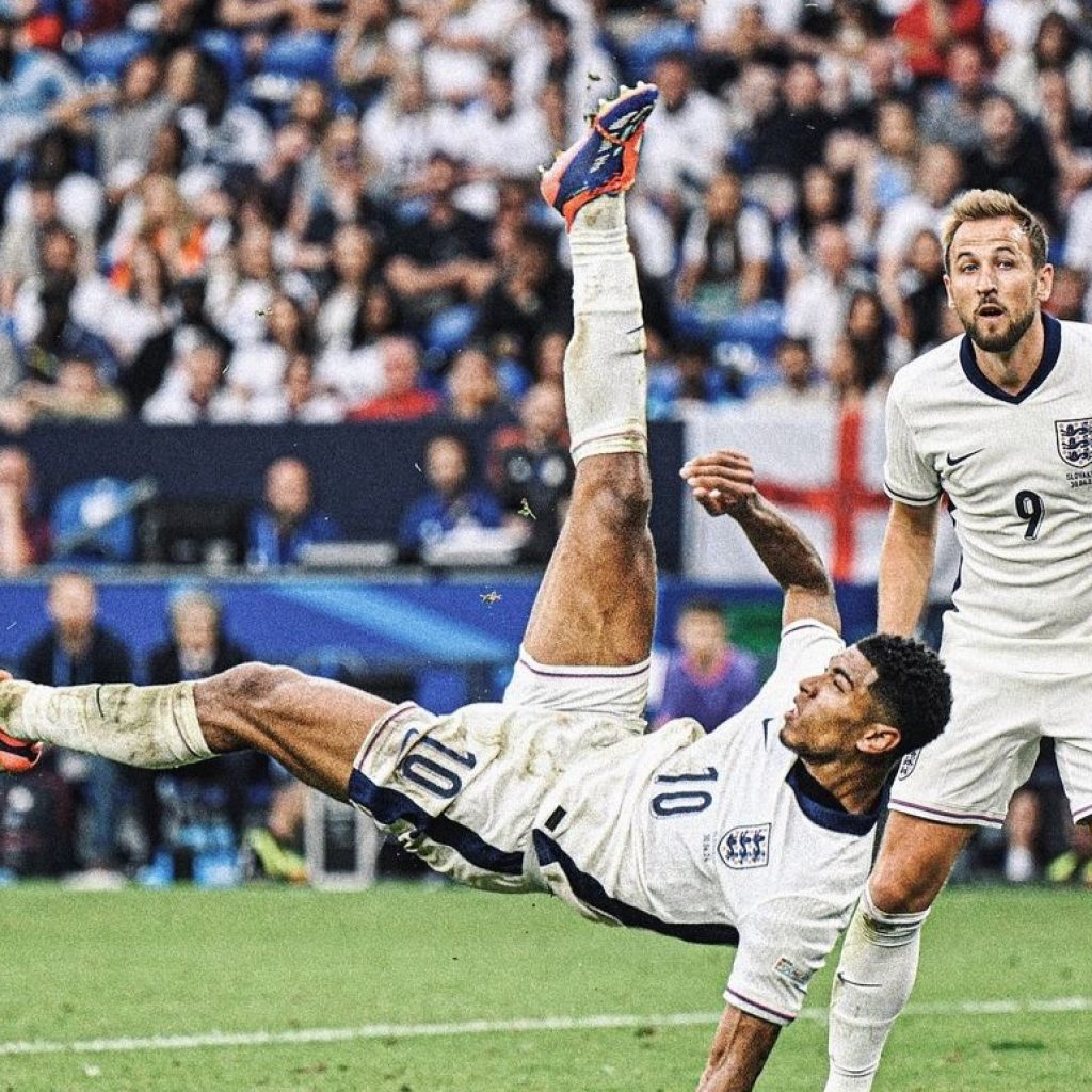 Jude Bellingham cetak gol di laga Euro 2024 Inggris vs Slovakia. Foto: instagram.com/soccerbible