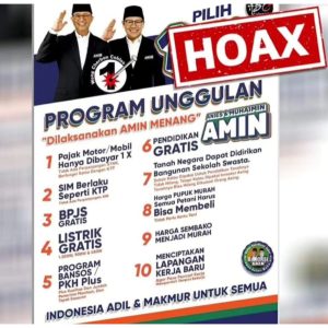 Poster 10 Program Unggulan Anies, Termasuk Listrik Gratis Ternyata Hoaks