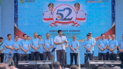 Pakai Nuansa Biru, Bobby Nasution dan Anggota Korpri Kota Medan Rayakan HUT Korpri ke-52