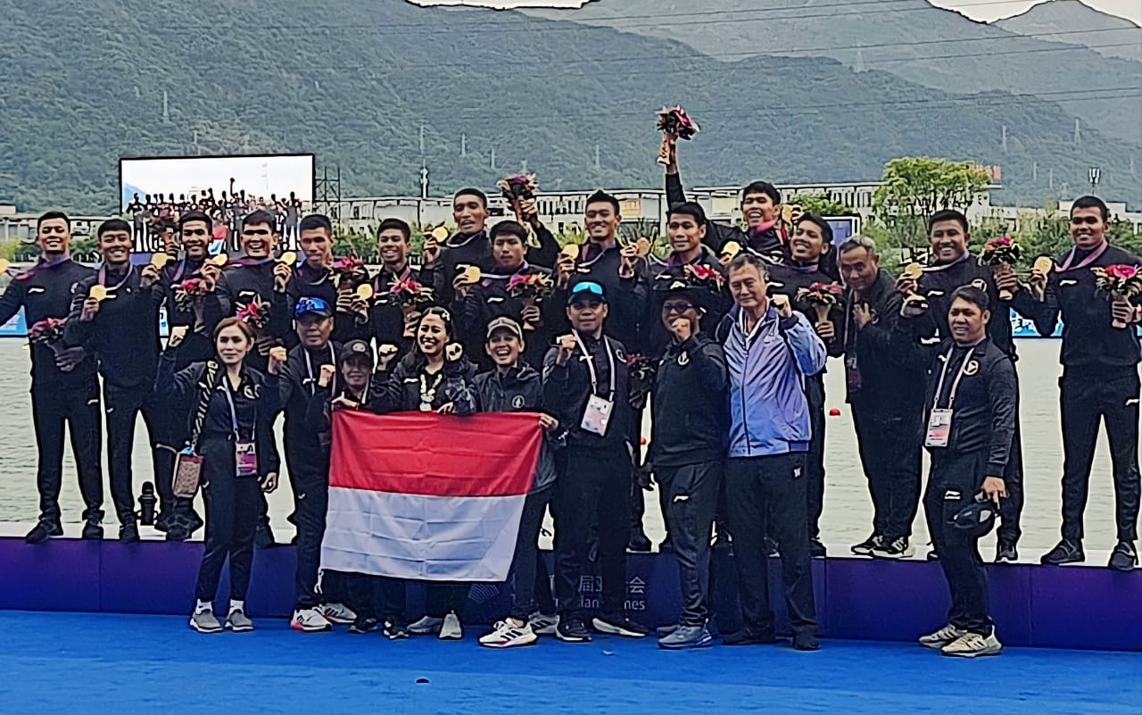 Indonesia kembali meraih medali emas di Asian Games 2022 lewat cabor dragon boat. FOTO: Laman Kemenpora