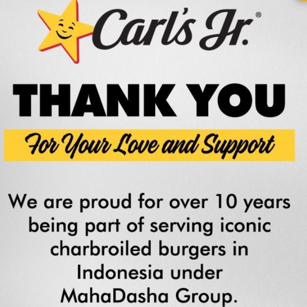 Carl's Jr umumkan akan tutup seluruh gerai di Indonesia. Foto: Instagram.com/carlsjrindonesia