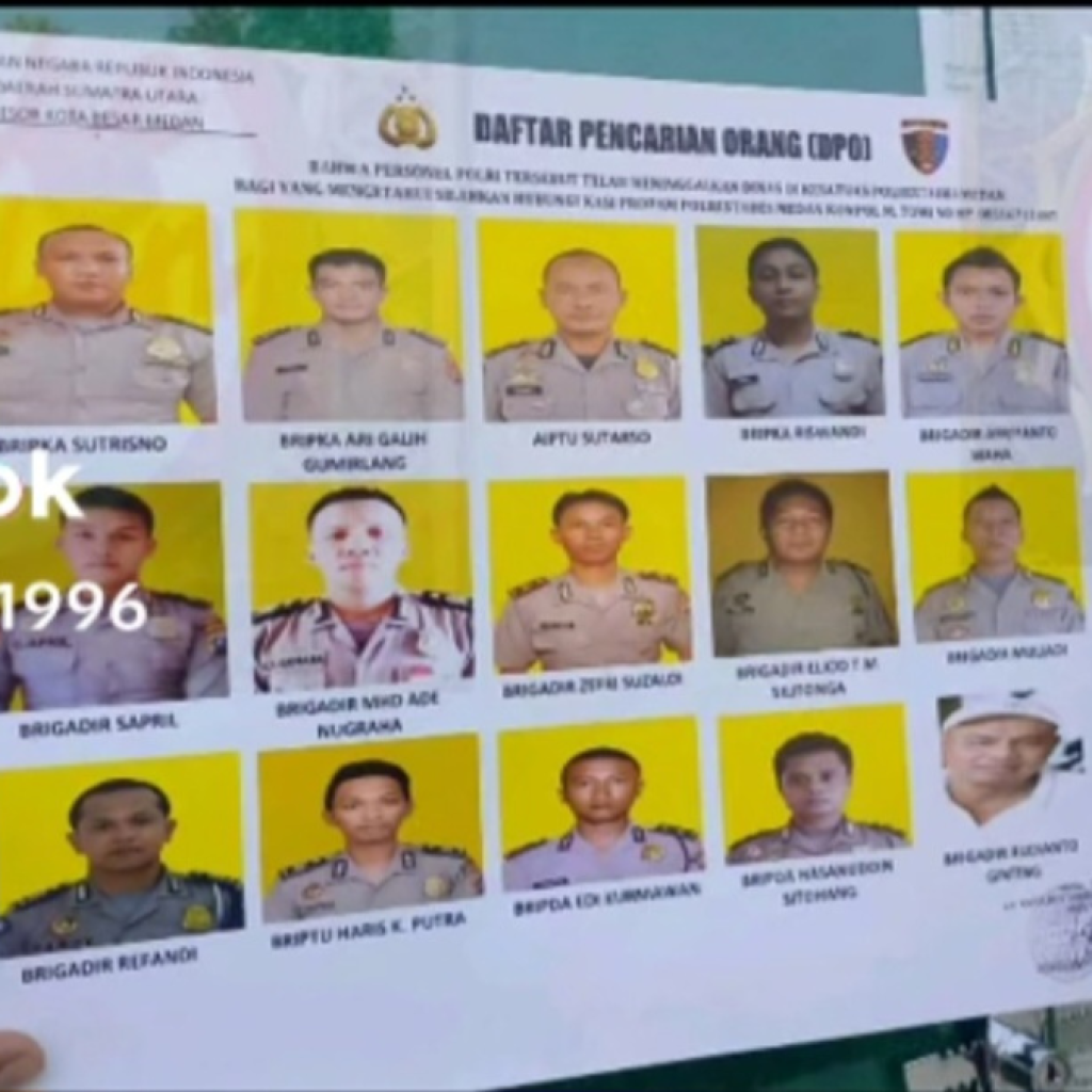 Daftar anggota Polrestabes Medan yang jadi DPO kasus perampokan. Foto: tiktok.com/@obivitara1996