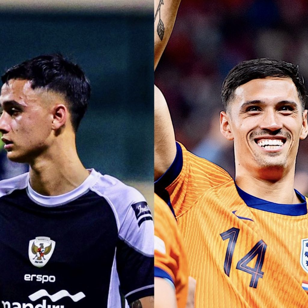 Tijjani Reijnders disebut Eliano akan nonton laga timnas Indonesia vs Bahrain. Foto: X @acmilan dan @ElianoReijnders