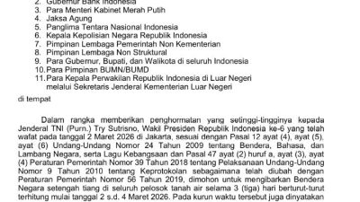 Indonesia Berduka: Hari Berkabung Nasional untuk Wapres ke-6 RI Try Sutrisno, Bendera Setengah Tiang Dikibarkan! 12 TUTURPEDIA - Indonesia Berduka: Hari Berkabung Nasional untuk Wapres ke-6 RI Try Sutrisno, Bendera Setengah Tiang Dikibarkan!