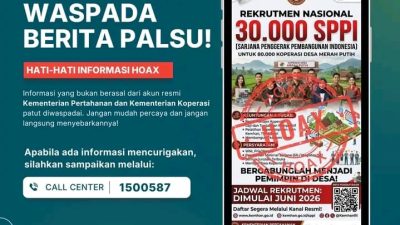 Waspada! Hoaks Rekrutmen 30.000 SPPI Catut Nama Kemenkop dan Kemhan 12 TUTURPEDIA - Waspada! Hoaks Rekrutmen 30.000 SPPI Catut Nama Kemenkop dan Kemhan