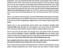 Bikin Haru! Siswa SMK di Kudus Surati Presiden Prabowo: Tolak Makan Bergizi Gratis Demi Kesejahteraan Guru