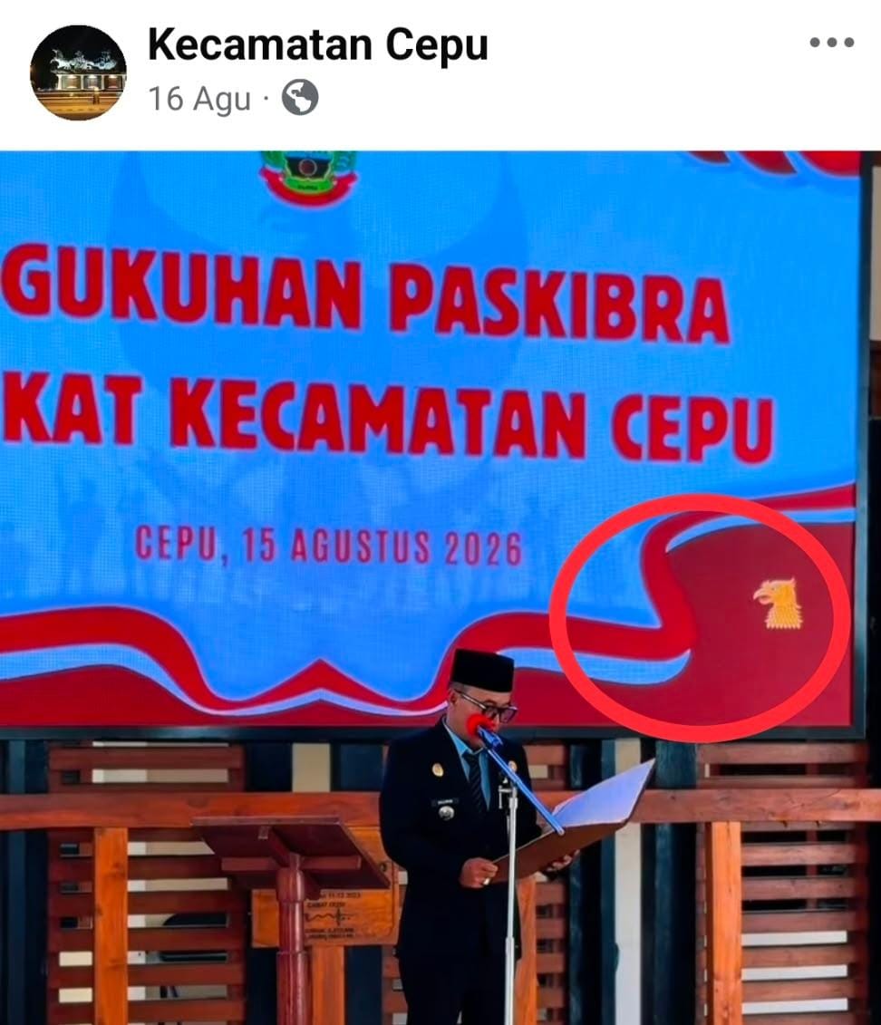 TUTURPEDIA - Heboh! Logo Mirip Partai Politik Hiasi Latar Belakang Acara di Kantor Kecamatan Cepu, Netizen Meradang dan Minta Semua Diperiksa