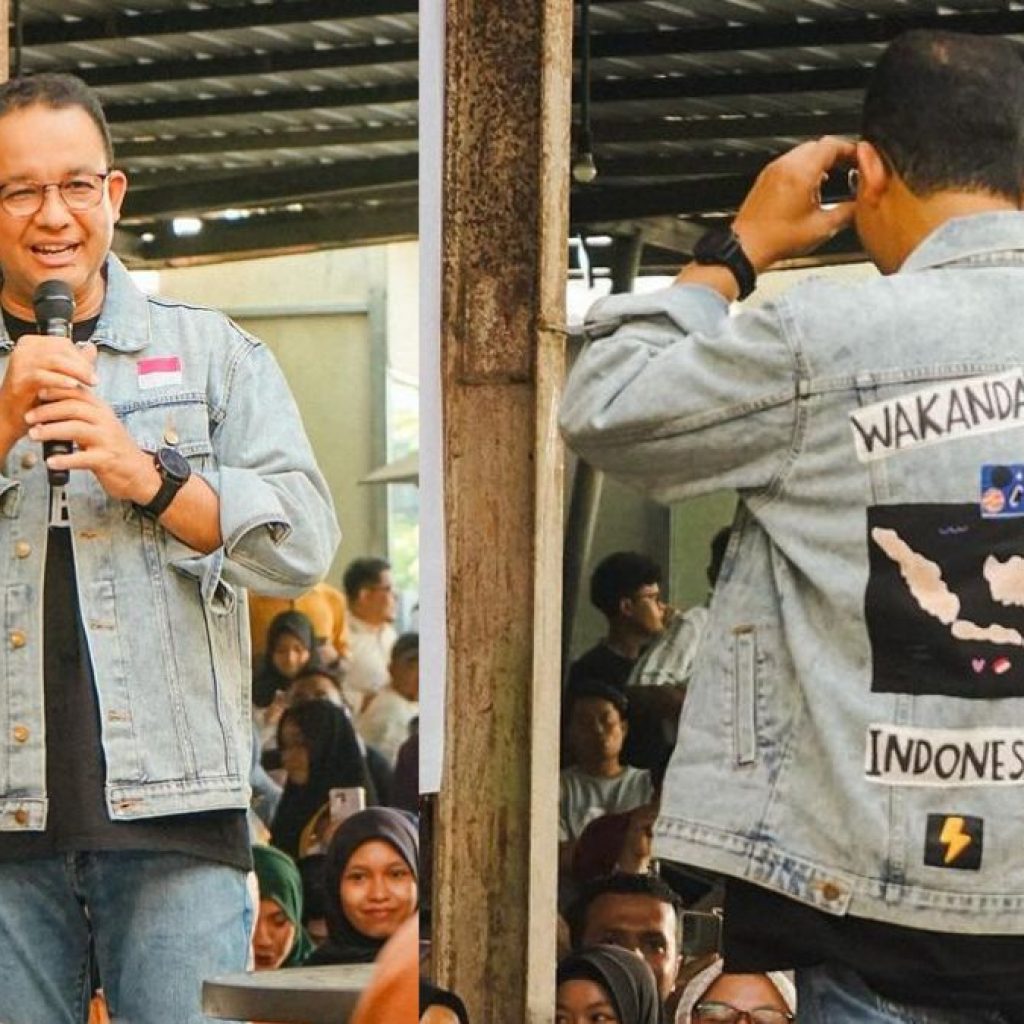 Jaket Anies bertuliskan 'Wakanda No More Indonesia Forever' yang nyaris jadi rebutan. Foto: Instagram.com/chikifawzi