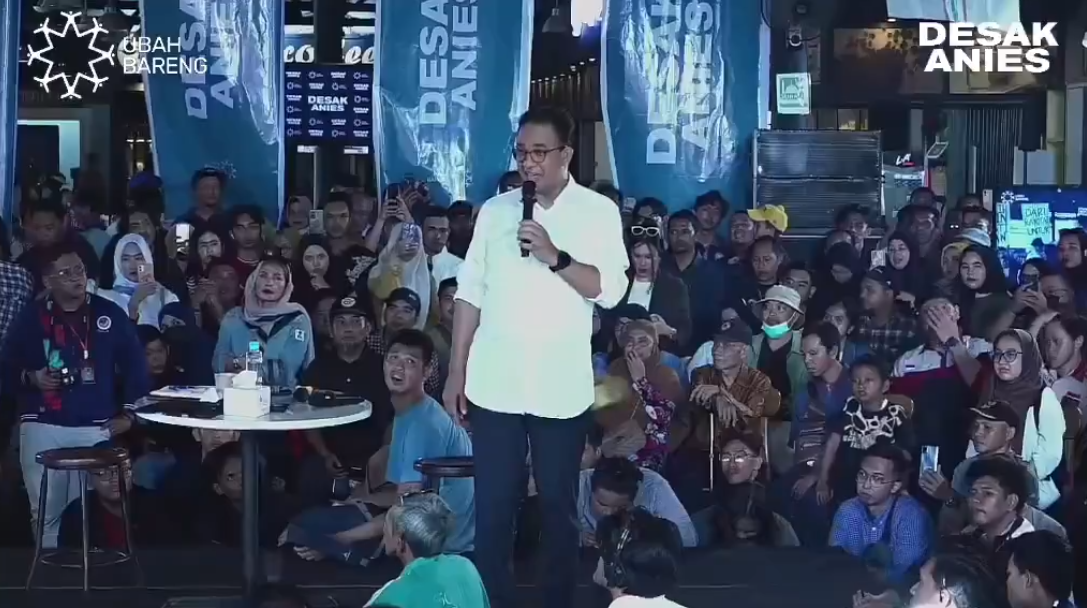 Jawaban Anies saat ditanya tentang rencana pembangunan 40 kota setara Jakarta. Foto: X.com/ALNSYH_