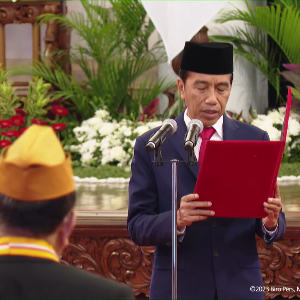 Jokowi melantik keanggotaan Dewan Pimpinan dan Pertimbangan Pusat LVRI. Foto: Tangkapan layar YouTube Sekretariat Presiden