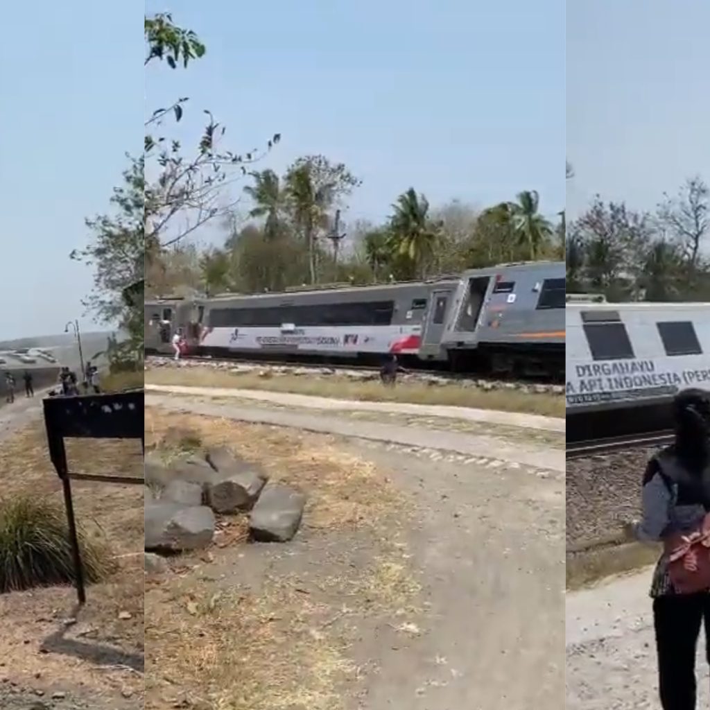 KA Argo Semeru anjlok dan kena serempet KA Argo Wilis. FOTO: Kolase X.com/rxzkammr_