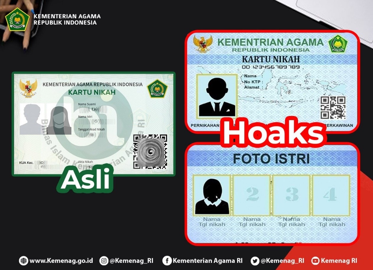 Kartu Nikah Digital Asli dan Palsu. (Foto: kemenag.go.id)