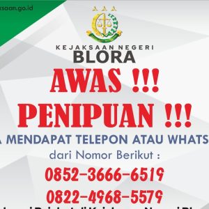 Kejari Blora Imbau Masyarakat Waspada terhadap Penipuan, Berikut Info Layanan Pengaduan