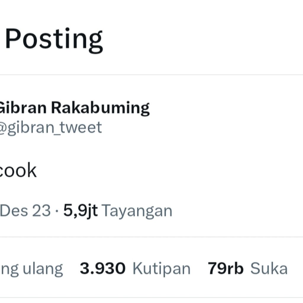 Ini arti kata let him cook yang diposting Gibran Rakabuming. Foto: Tangkapan Layar x.com/@gibran_tweet