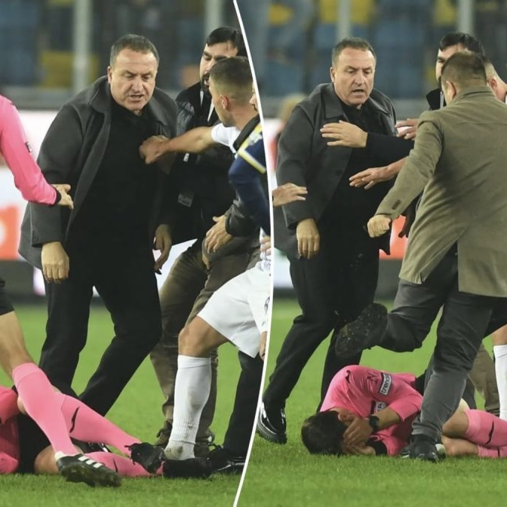 Liga Turki dihentikan usai presiden klub tinju wasit di lapangan. Foto: X.com/MrsBarnesII