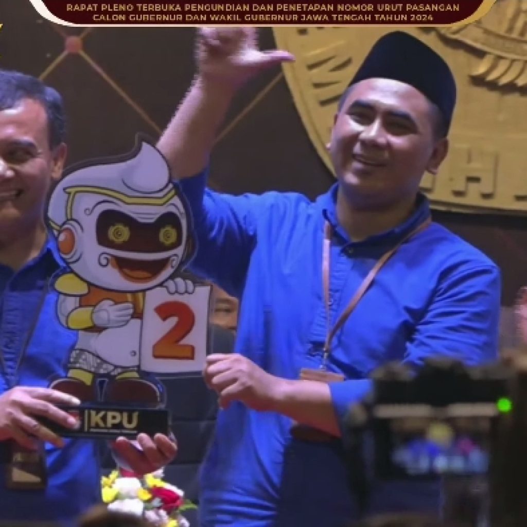 Pidato Ahmad Luthfi usai mendapat undian nomor urut 2 di Pilkada Jateng 2024. Foto: Tangkapan Layar YouTube KPU Jateng