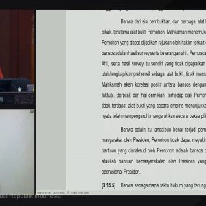 MK Putuskan Tidak Terbukti Bansos Relevan dengan Peningkatan Jumlah Suara Salah Satu Paslon