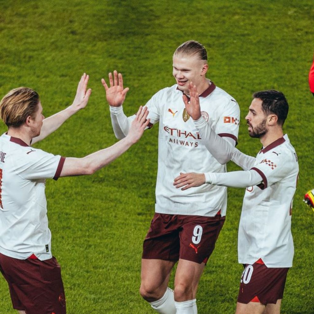 Erling Haaland cetak lima gol untuk kemenangan Manchester City atas Luton Town. Foto: x.com/ManCity