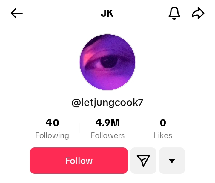 Nama Akun Tiktok Jungkook BTS. Foto: Tangkap layar TikTok @letjungcook7.