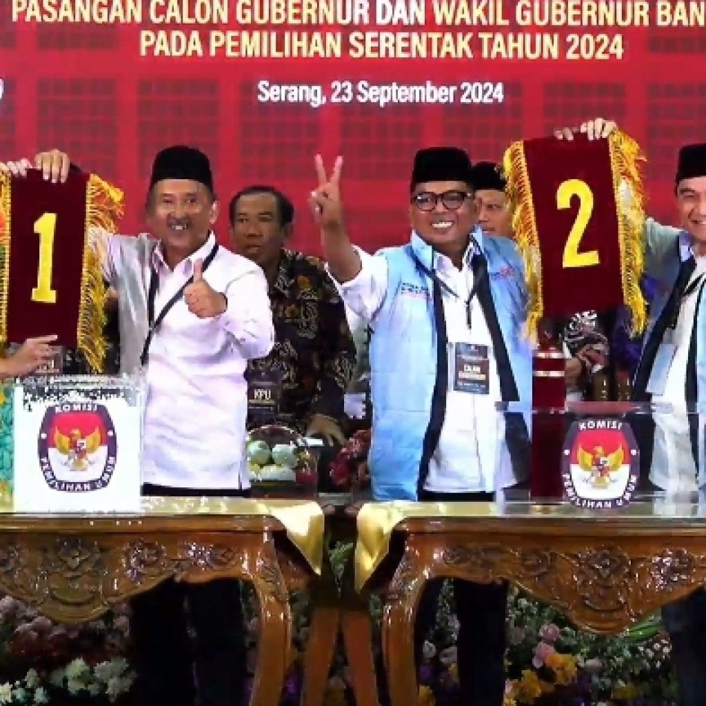 KPU Provinsi Banten menggelar pengundian nomor urut Pilkada Banten 2024, Senin (23/9/2024). Foto: Tangkapan Layar YouTube KPU Provinsi Banten