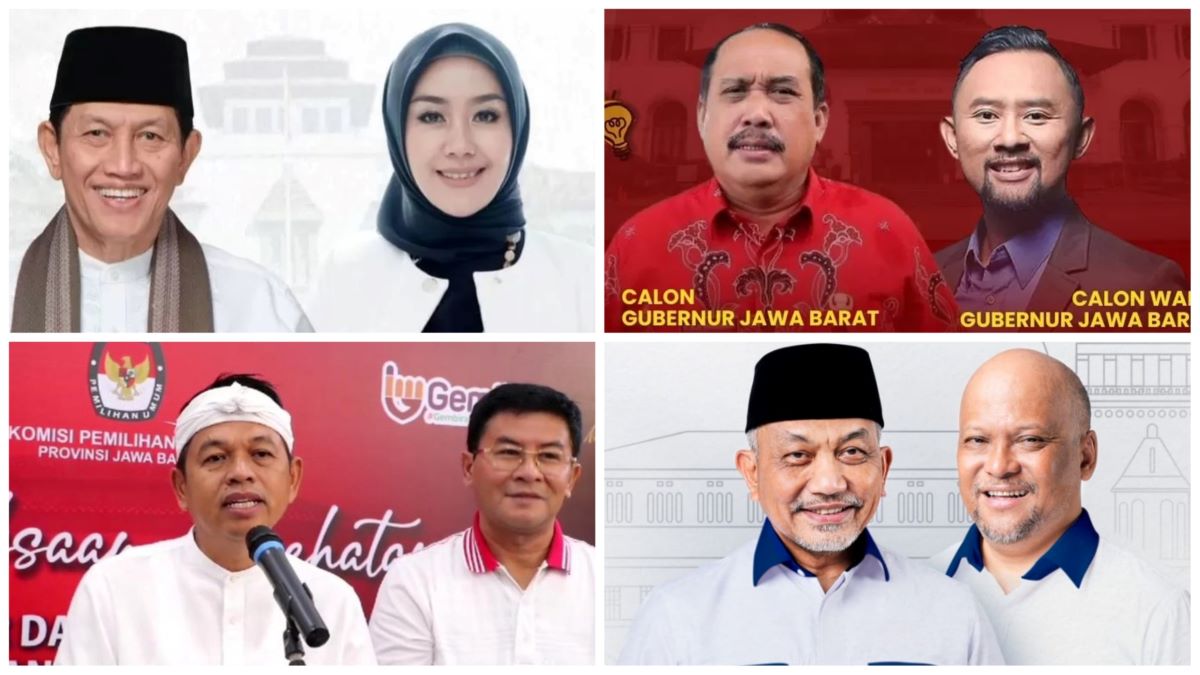 Empat pasangan calon ramaikan Pilkada Jawa Barat 2024. Foto: Kolase Tuturpedia
