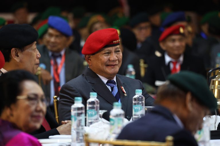 Menhan Prabowo Subianto dalam acara halal bihalal AKABRI di Kemhan. Foto: Laman Kemhan RI