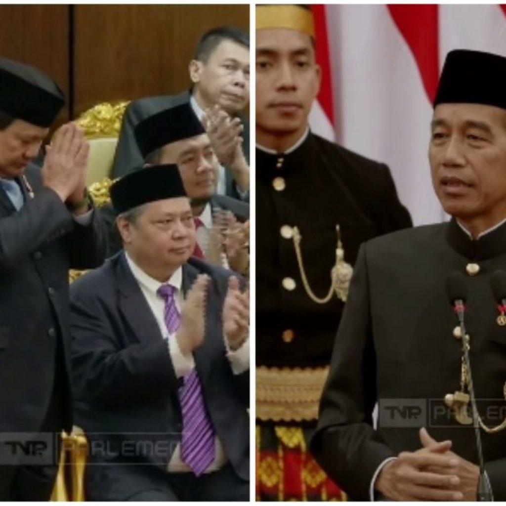 Presiden Jokowi sampaikan laporan tahunan di Gedung Parlemen, Jakarta, Jumat (16/8/2024). Foto: Tangkapan Layar YouTube TVR PARLEMEN