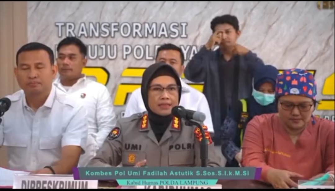 Keterangan polisi tentang penemuan empat mayat di Lampung. FOTO: TikTok @cekrak_cekrek
