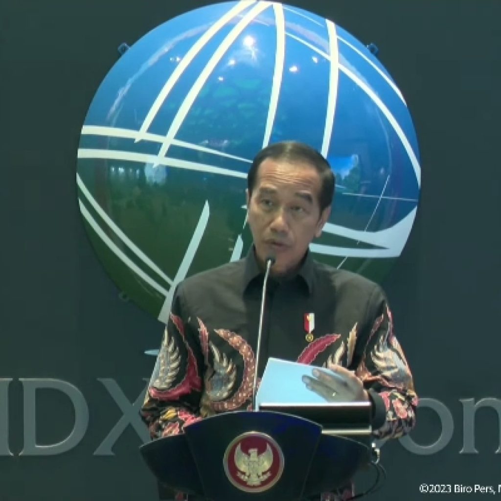 Presiden RI Joko Widodo (Jokowi) meluncurkan Bursa Karbon Indonesia. FOTO: Tangkapan layar YouTube Sekretariat Presiden.