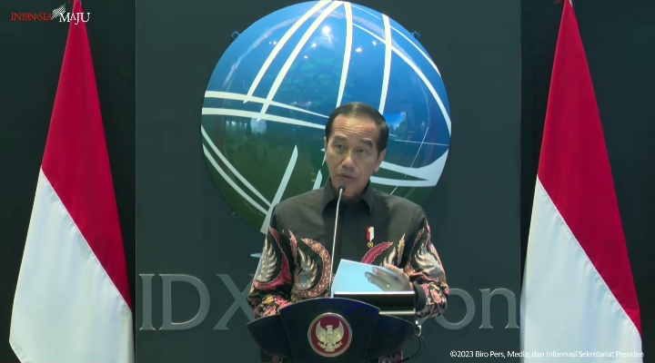 Presiden RI Joko Widodo (Jokowi) meluncurkan Bursa Karbon Indonesia. FOTO: Tangkapan layar YouTube Sekretariat Presiden.
