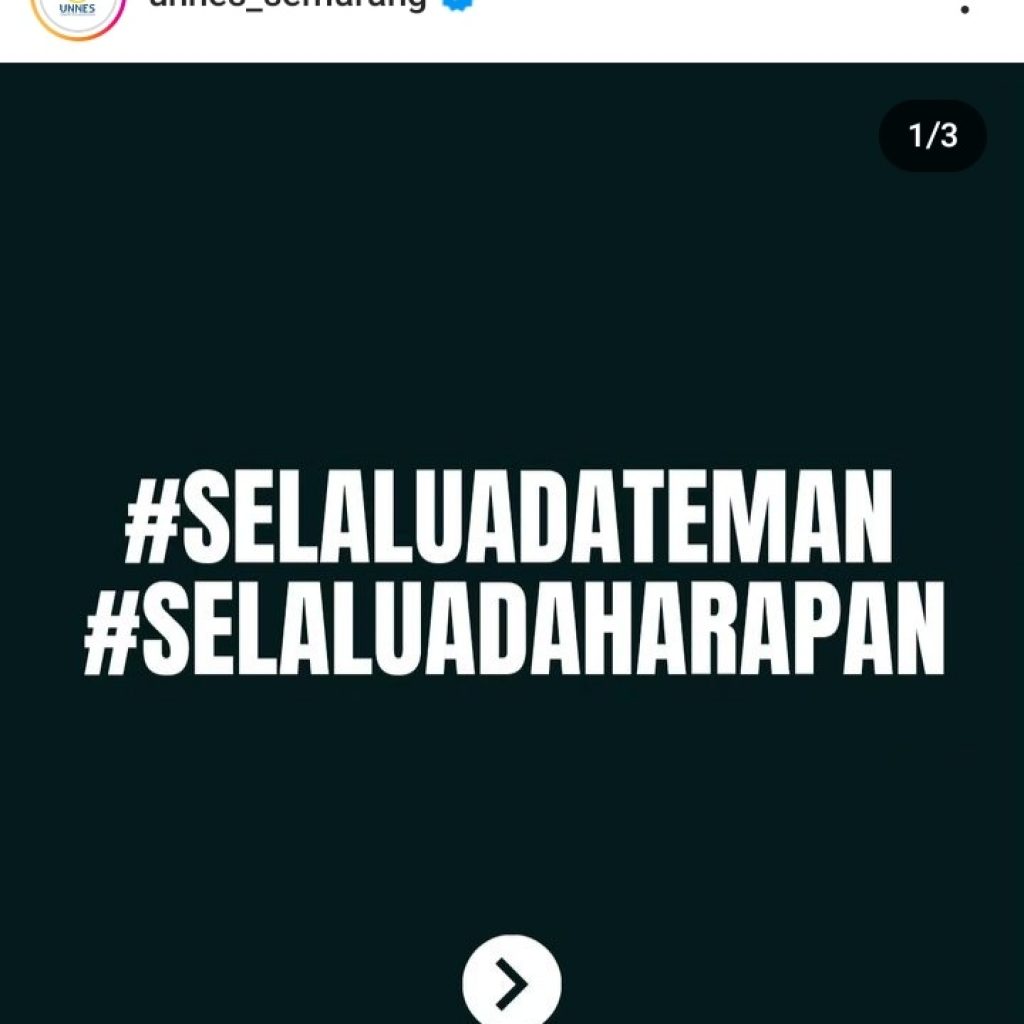 Unggahan Unnes pasca mahasiswanya diduga bunuh diri di Mall Paragon, Semarang. FOTO: Instagram.com/unnes_semarang