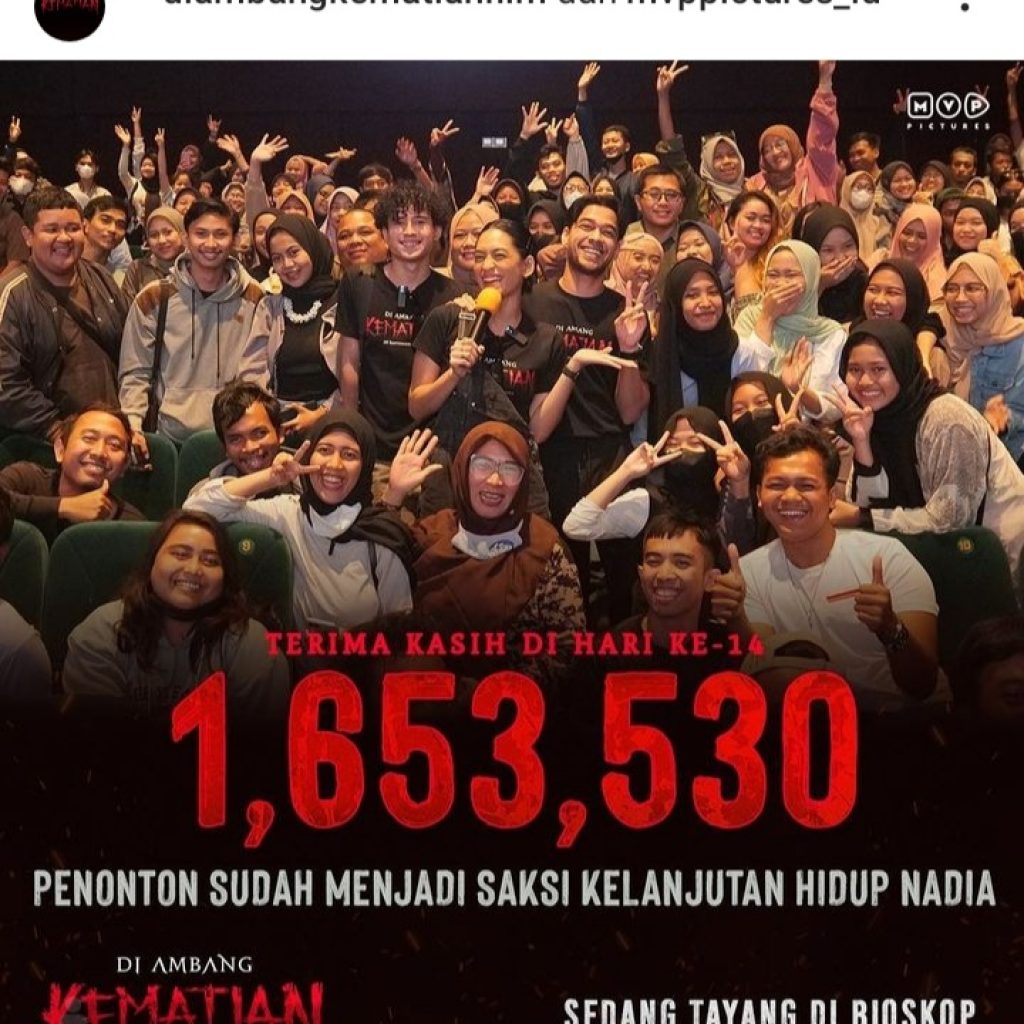 Film Di Ambang Kematian sukses menembus 1 juta penonton dalam 14 hari penayangan di bioskop. FOTO: Instagram.com/diambangkematianfilm
