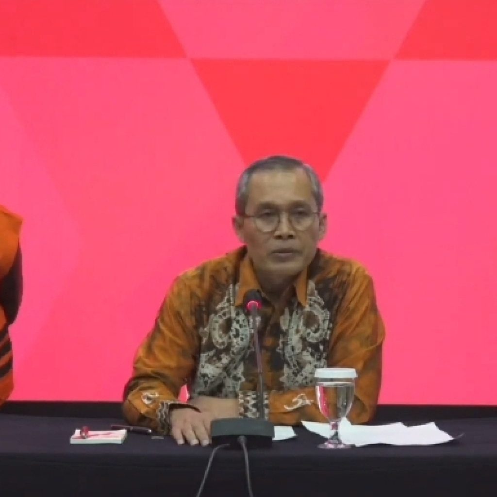 Konferensi pers penahanan mantan Mentan SYL di Gedung Merah Putih KPK, Jumat (13/10/2023). (Foto: Tangkapan layar YouTube KPK)