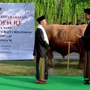 Rayakan Idul Adha di Kota Semarang, Presiden Jokowi dan Pj Gubernur Jateng, Kurbankan Sapi Simental